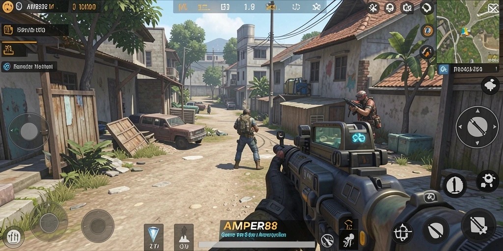 Gameplay seru dalam AMPER88 dengan aksi tembak-menembak yang mendebarkan.
